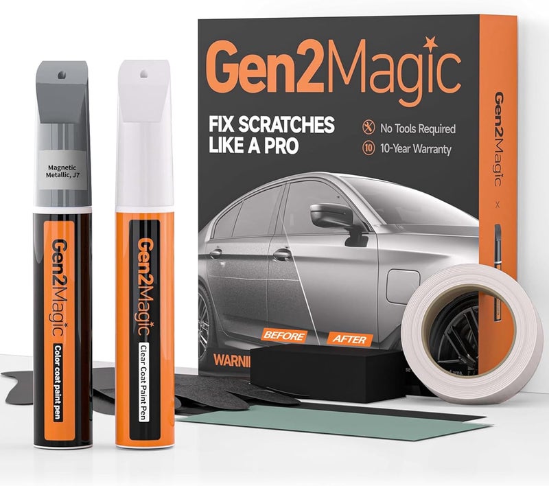 Gen2Magic Magnetic Metallic Touch Up Paint Pen Kit for Ford [Clear Coat Included], J7 Color Match, Easy Repair for Ford F-150 Expedition Escape Explorer Mustang Ranger Edge Transit Bronco Fusion - Image 1